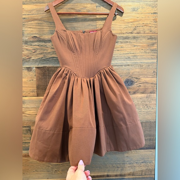STAUD Brown Corset Mini Dress NWOT - Picture 8 of 16